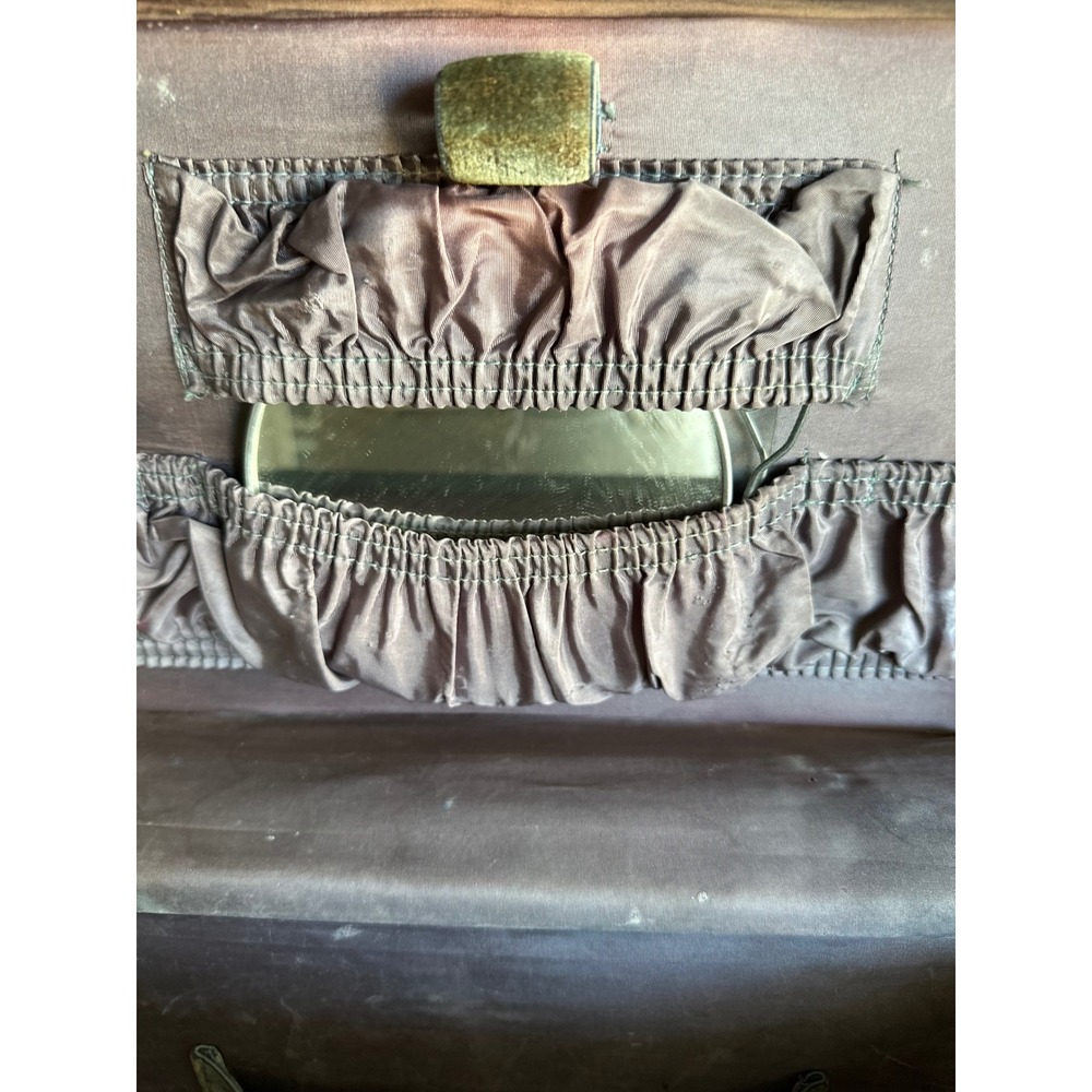 Mid-Century Skyway Train Case with Original Key Slate Blue Makeup Vanity Box - Picture 14 of 15
